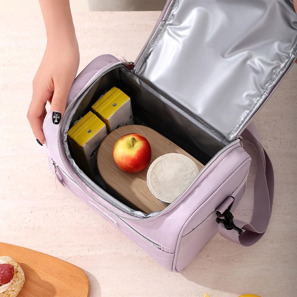 Portable Insulated Lunch Bag for Travel Spacious Food and Beverages Storage Container Bentos Pouch with Shoulder Strap