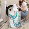 1pc Large Mermaid Tail Storage Basket with Scale Design - Foldable Round Suitable for Clothes, Bedding, Laundry Room, Dorm Shelf - Space-Saving Mermai