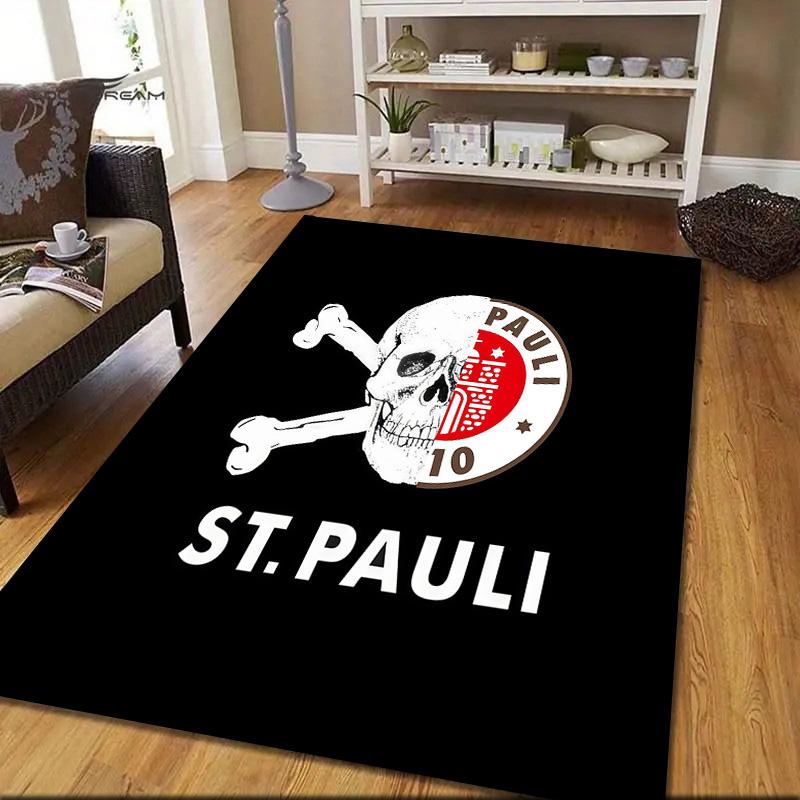 FC St. Pauli Flannel Pattern Square Carpet,Area Rug,Carpet Rug for Living Room Bedroom Sofa Playroom Decor,Non-slip Floor Mat