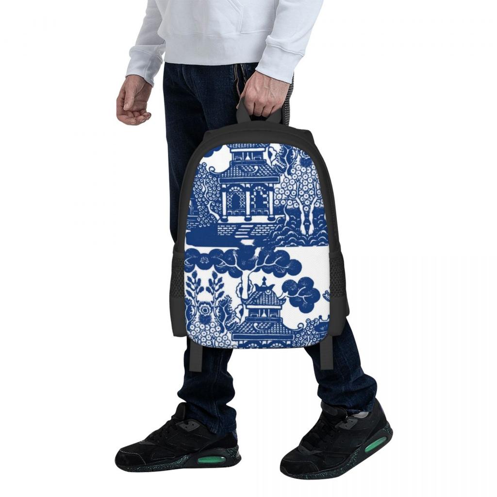 Blue Willow Chinoiserie Student Backpack School Bag Hiking Travel Daypack for Boys Girls Fashion Bookbag Shoulder Bags