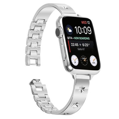 Replacement Strap for Apple Watch Series 10 42mm/9 8 7 41mm/SE (2023) SE (2022) SE 6 5 4 40mm/3 2 1 38mm Metal Watch Band Snowflake Pattern,Silver