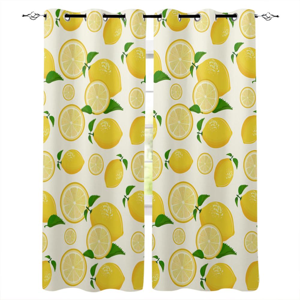 Small Fresh Summer Style Lemon Fruit Luxury Home Curtains Modern Home Supplies Living Room Bedroom Custom Curtains