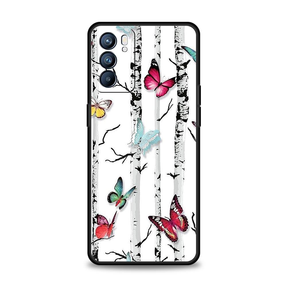 Butterfly Design Phone Case For Oppo Reno 13 12 11 10 7 F Find X5 X6 A98 A80 A79 A78 A57 A54 A31 A17 Pro 5G Soft TPU Cover Capas