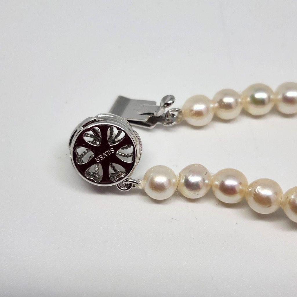 Used Genuine Pearl Necklace Necklace Perl School Mama Ladies Accessories White Silver Metal Fittings Real White