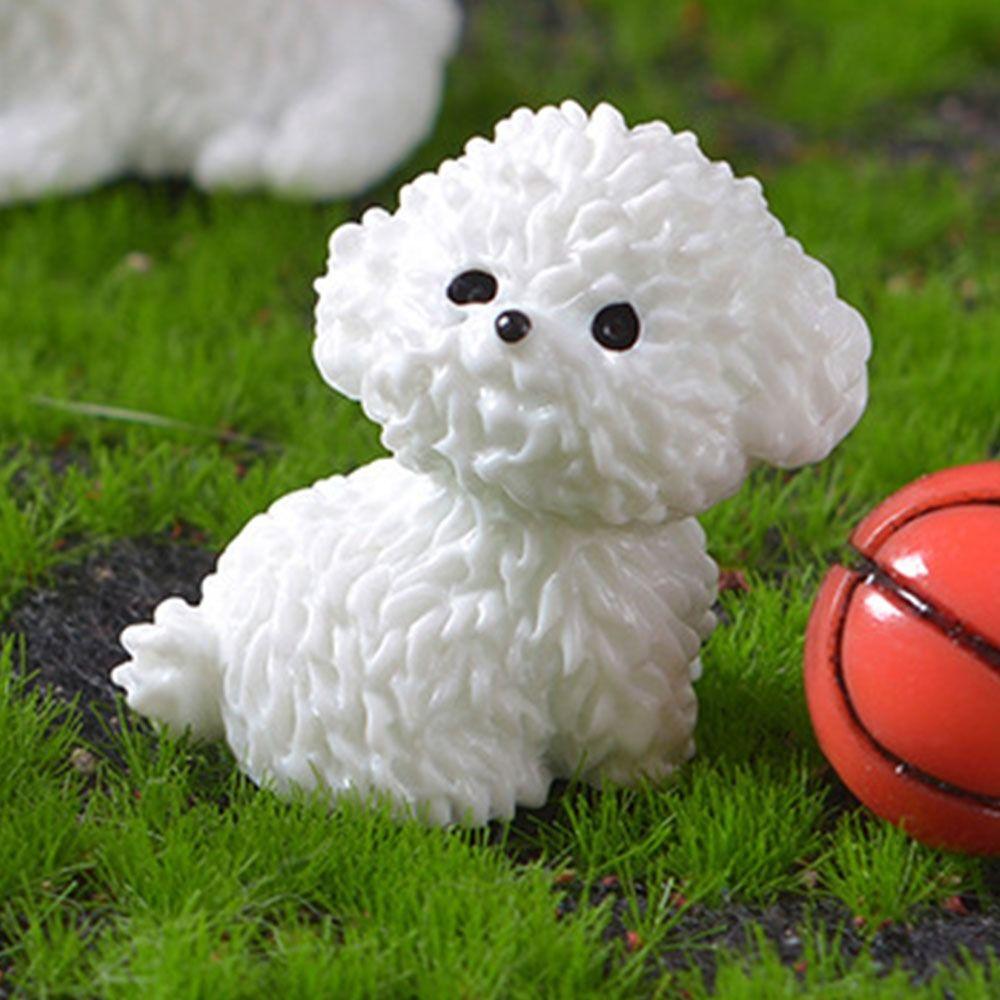 Realistic Cute White Dog Statue Cartoon Cartoon Dog Ornaments Resin Dog Statue  Home Decoration
