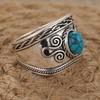 Ethnic CopperColor Inlaid Imitation Turquoise Women's Ring Geometry Daily Wear Party Jewelry