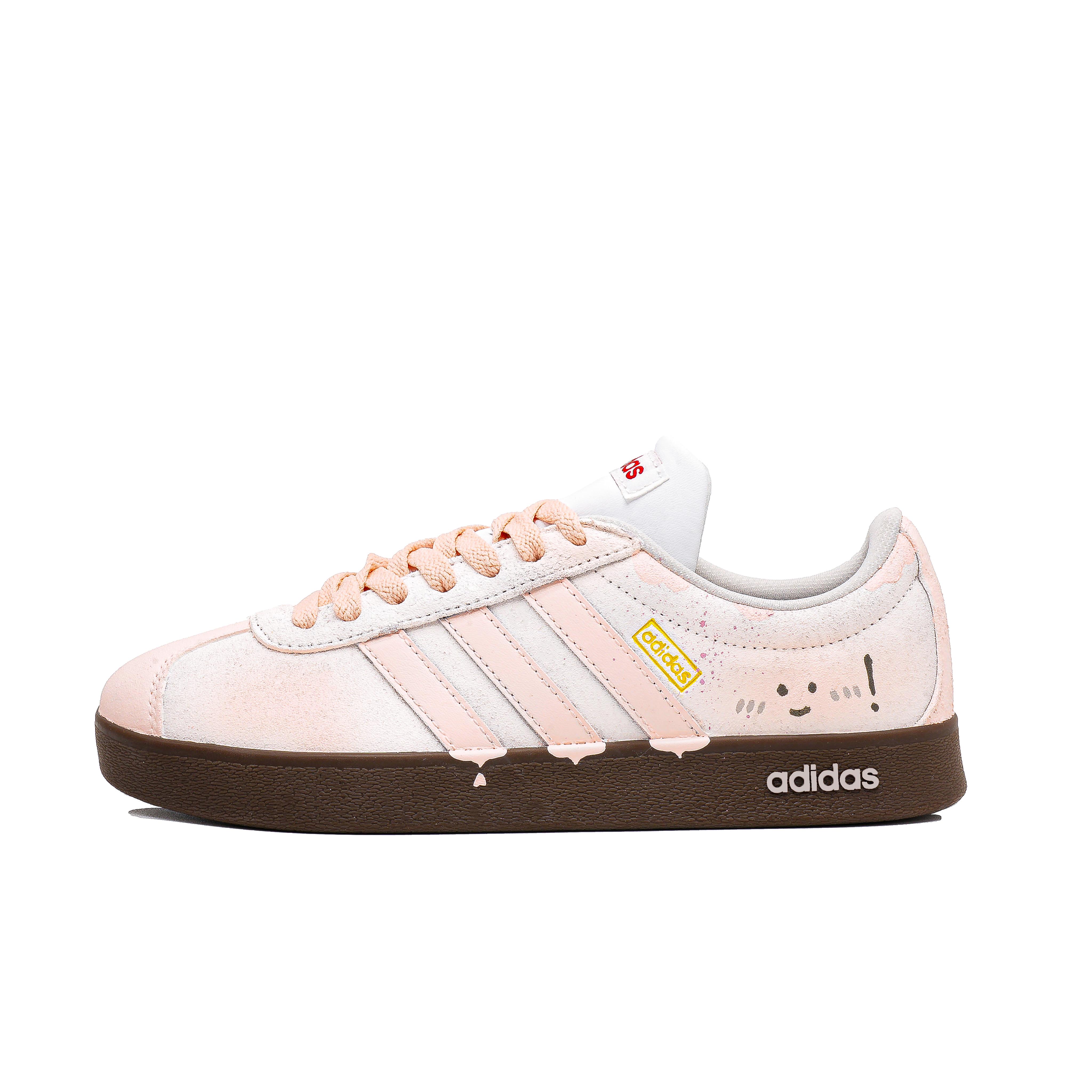 

Adidas VL COURT 2.0 Lifestyle Coconut Milk Cream Puff Abrasion Resistant Low top Skateboard Shoes Unisex Pink HQ1802(Team1166-) 35⅔