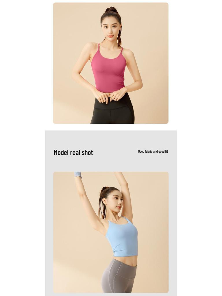 Women's High-Impact Shockproof Strappy Sports Bra - Anti-Sag, Backless Design with Chest Pads for Summer Fitness & Yoga.