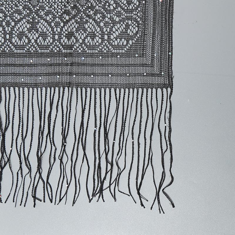 Women Summer Sequin Tassels Shawls Scarf Ladies Long Wraps Thin Hollow Travel Sunscreen Cape Femme Elegant Tippet Stoles