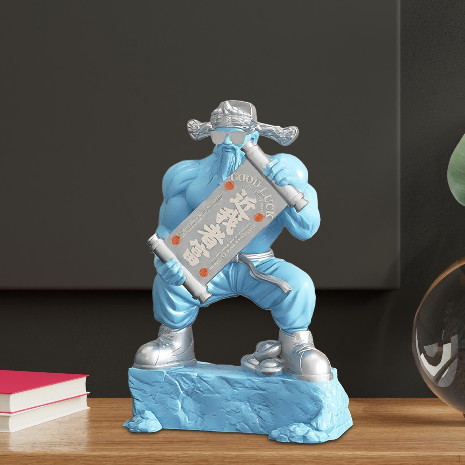 

Cai Shen Statue Chinese Sculpture Art God of Wealth Figurine Muscle for синій