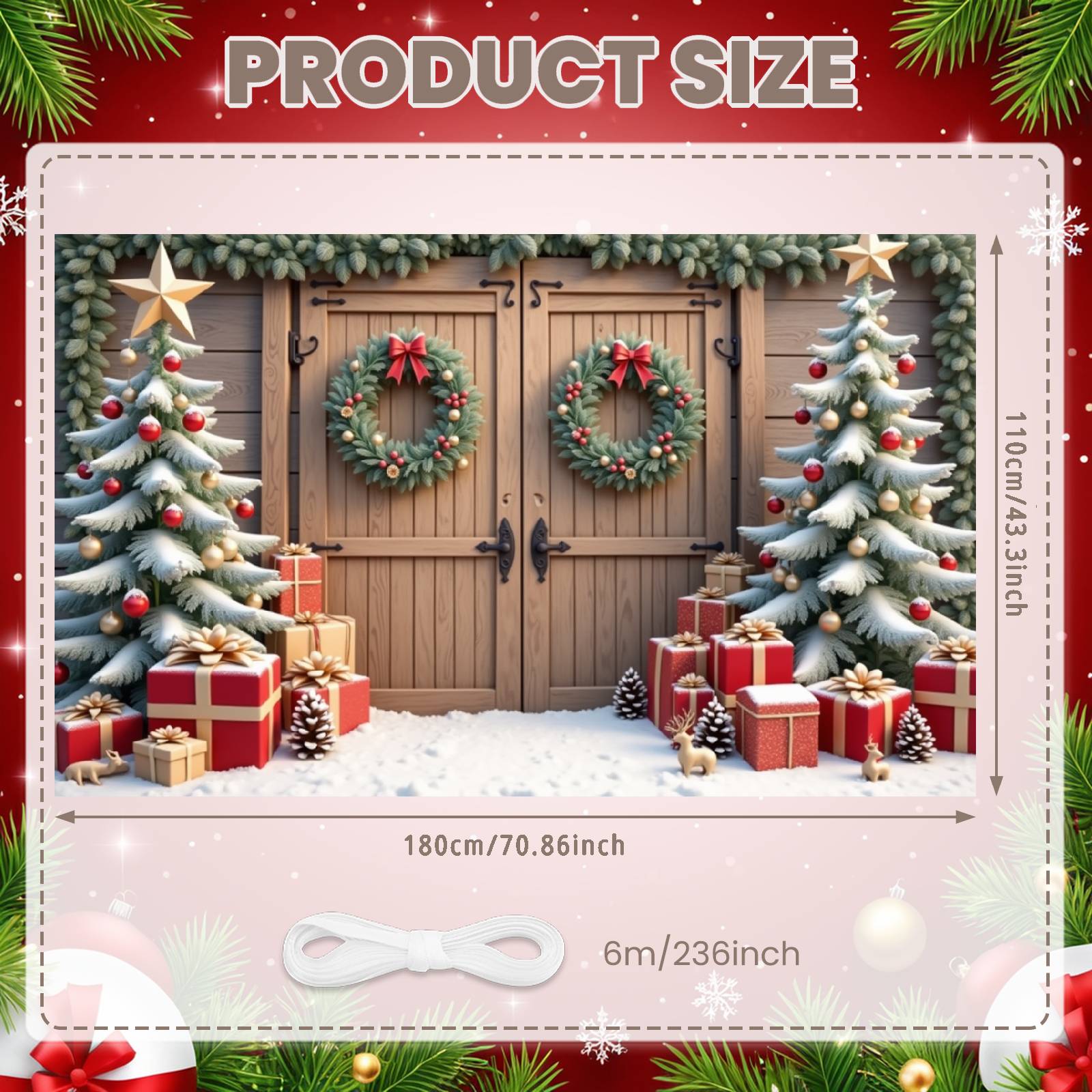 

Festive Season Background Gift Boxes Xmas Tree Display Christmas Banner Reindeer Decor Winter Holiday Backdrop For Home Winter
