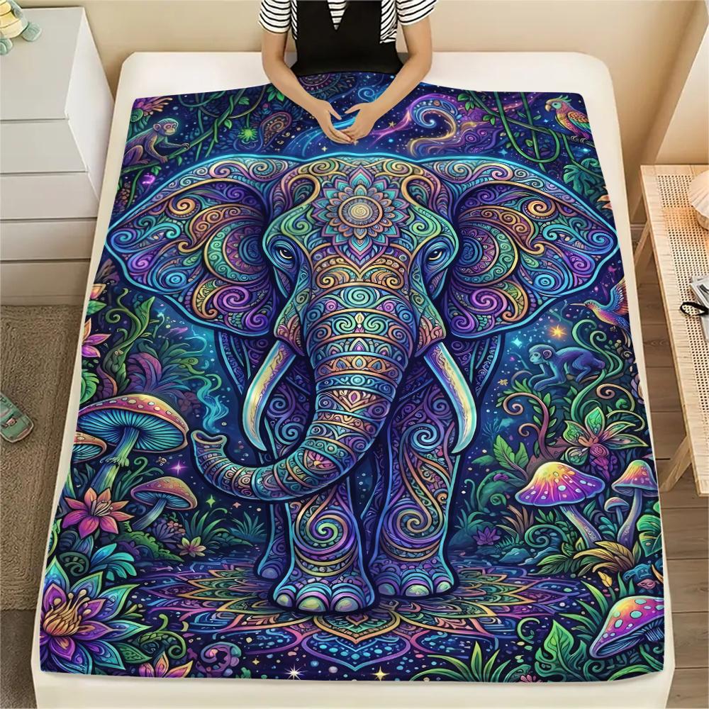 Colorful Line Animals Print Flannel Blanket,High quality Comfortable for All Seasons,Home Decor,Warmth and Comfort,Perfect for Christmas Gifts