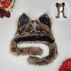 Dark Series Gothic Plush Hat Y2K Cross Metal Style Headwear Cosplay Cat Ear Hat Halloween Punk Rock Warm Cap For Women Men
