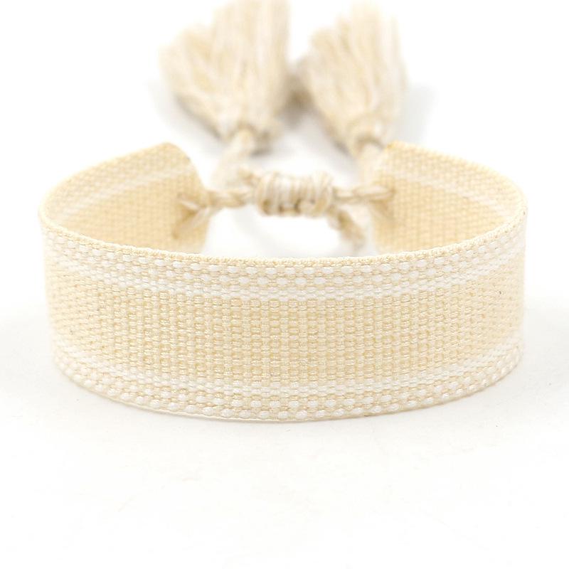 Ethnic Style Woven Bracelet with Embroidered Tassels - D Family DIY Promotion Wristband