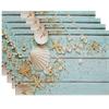 Seashell Starfish Pattern Linen Washable Place Mats Table Mat Non Slip Heat Resistant Kitchen Dining Decor Protector For Party