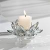 New Lotus Candle Holder Crystal Clear Figurines Tealight Candlestick Home Ornament Glass Everlasting Lamp Base Party Decor