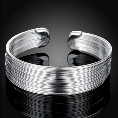 Trend Brands 925 Sterling Silver Cuff Bracelets for Women Lines Bangles Fashion Wedding Party Jewelry Christmas Gifts