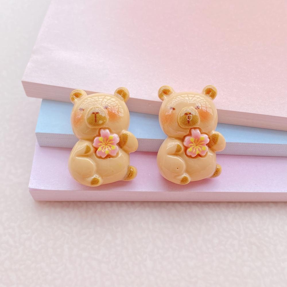 10PCS New Models Colorful Cartoon Bear Series Resin Scrapbook DIY Jewelry Hairpin Headrope Decoration Crafts