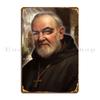 Målning Padre Pio Puglia San Giovanni Rotondo Metallplatta Affisch Rolig Pub Skapa Vintage Design Tennskylt Affisch