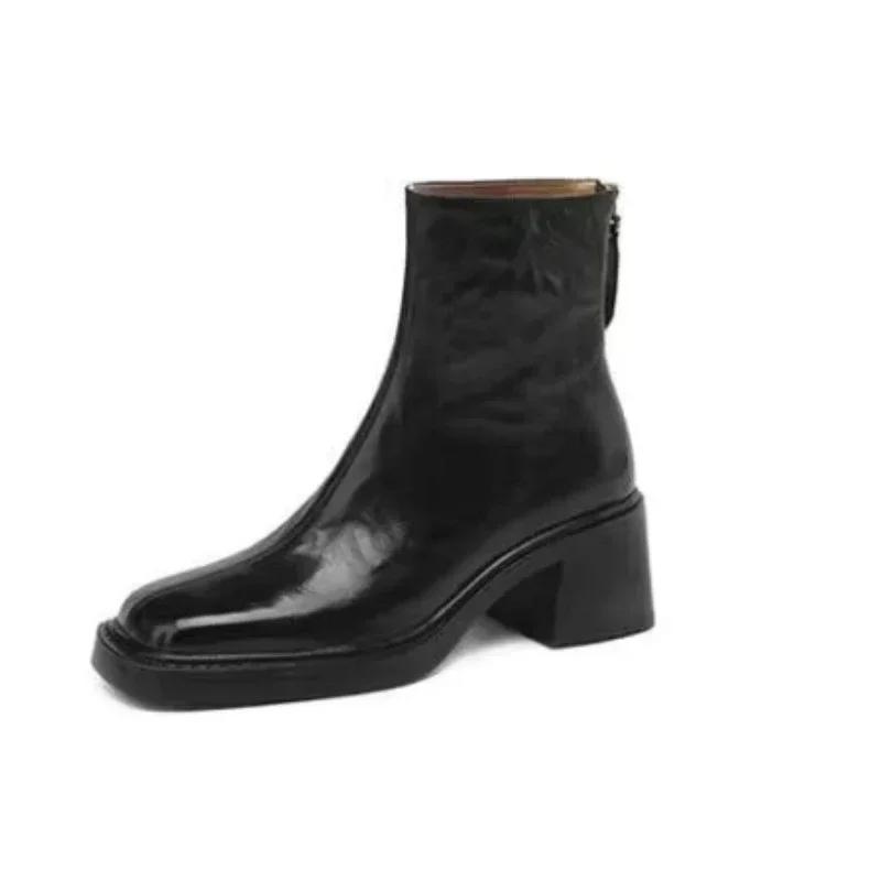 

Модные зимние/осенние ботинки челси из натуральной кожи для женщин, ретро-ботинки с резным узором, ботильоны с круглым носком, женская обувь в британском стиле 35 чёрный