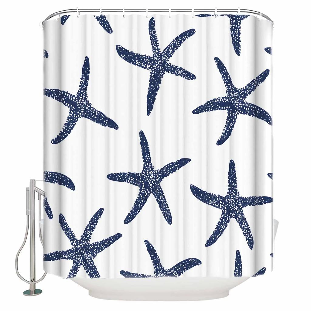 Minimalist Ocean Starfish Shower Curtains Waterproof Bath Curtains Home Decor Modern Luxury Bathroom Curtain