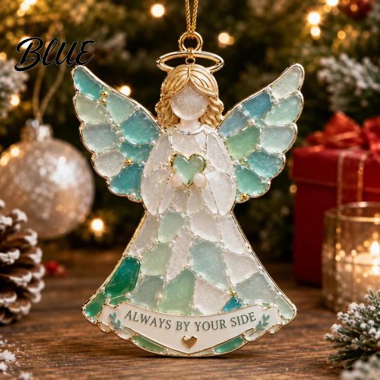Christmas Tree Hanging Ornaments 2Pcs Sea Glass Ornament Seaglass Heart Bird Angel Star Decorative Acrylic Pendants Snowman Pendant Handmade