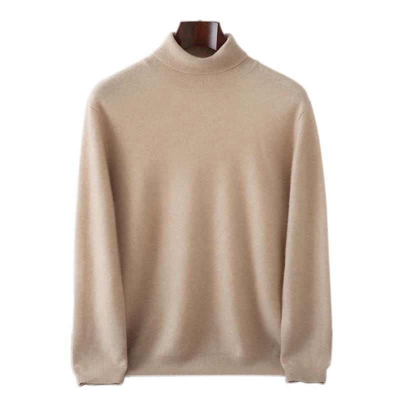 New cashmere sweater high lapel neck pullover solid color loose knitting