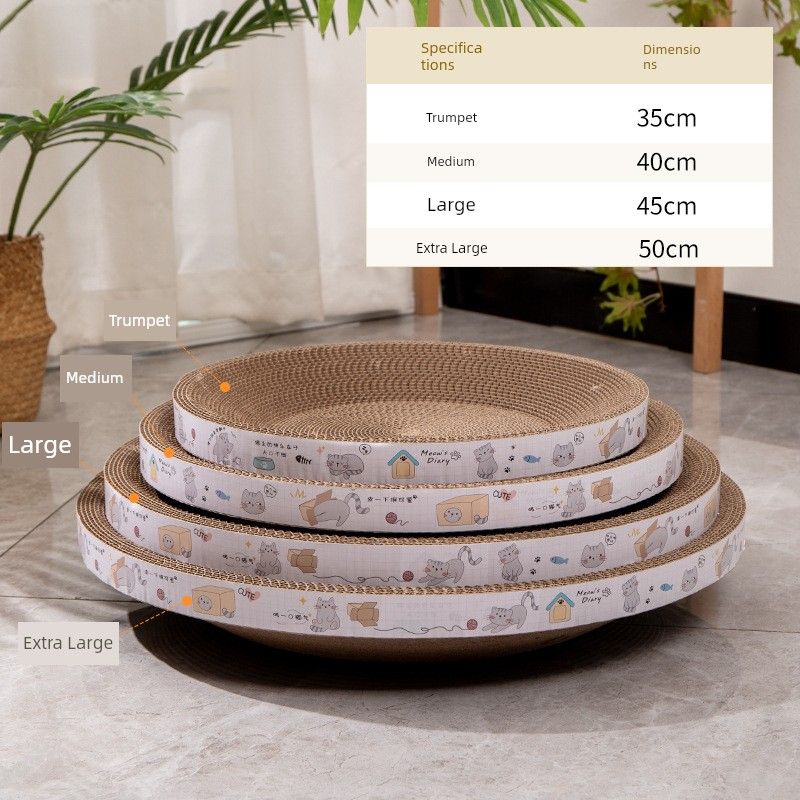 

Oval Cat Scratch Board Cat Nest Scratching Board Scratch-Resistant Corrugated Paper Cat Scratch Basin Pet Supplies Cat Toy No Dandruff Story round-small size (diameter 35cm)