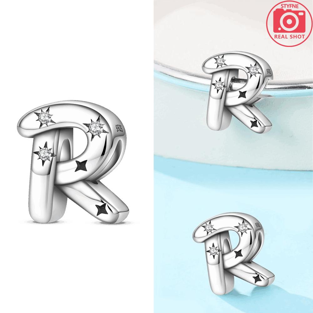 Letter Pendant Love White Zircon Stars Original Copper English Letters Beads Fit Bracelet Accessory Jewelry Gift Women Diy