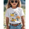 T-shirt pour enfants Tailles européennes Graphique Coloré Dessin Animé Véhicule de Construction et Astronaute T-shirt d'Été Amusant et Ludique avec Motif Rond