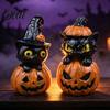 Office Desk Seasonal Ornaments Halloween Black Cat & Pumpkin Resin Ornaments Cute Desktop Figurines Unique Home Accents Cartoon And Statue