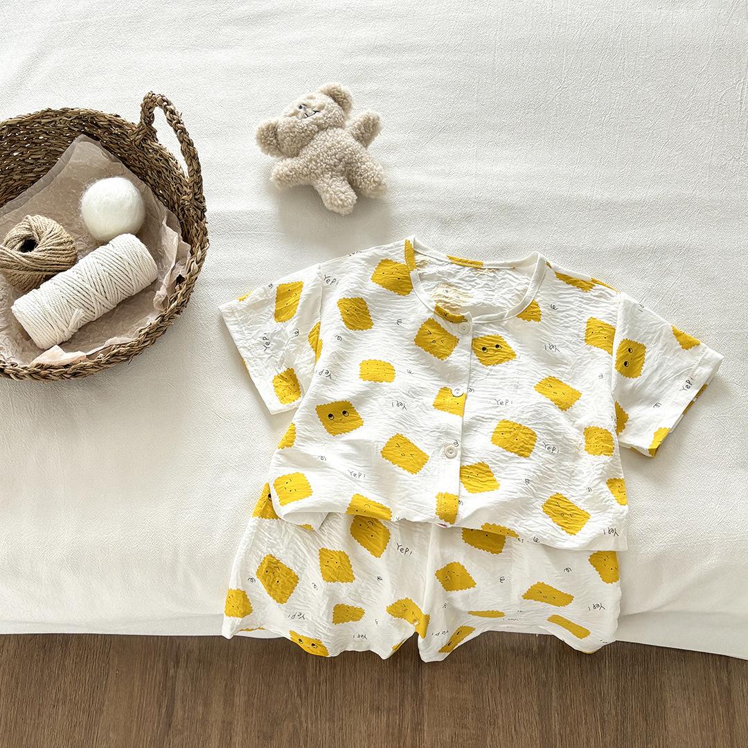 

Летняя детская пижама с коротким рукавом, мультяшный детский хлопковый костюм для девочки, милая детская пижама, одежда для сна для мальчика, домашняя одежда 140cm