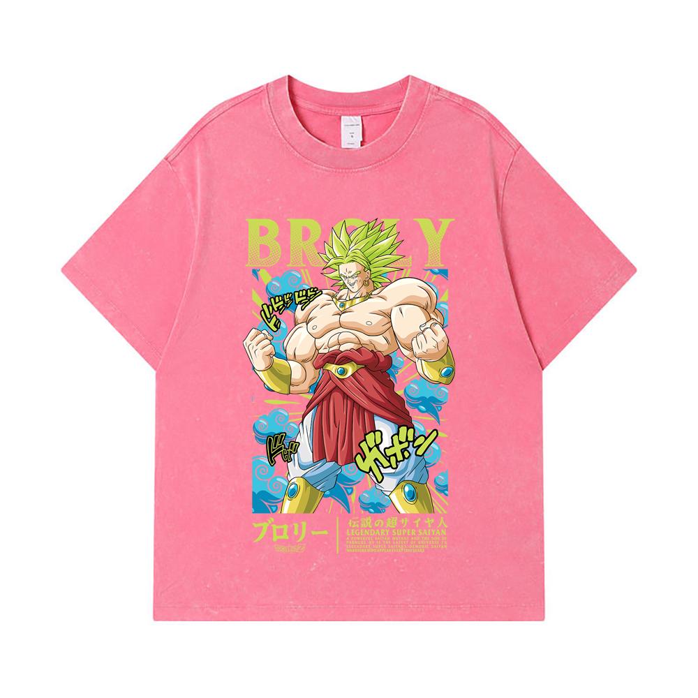 275 GSM Washed T-shirts 100% Cotton Dragon Ball V54 Broly Print Unisex Heavy Cotton T Shirt