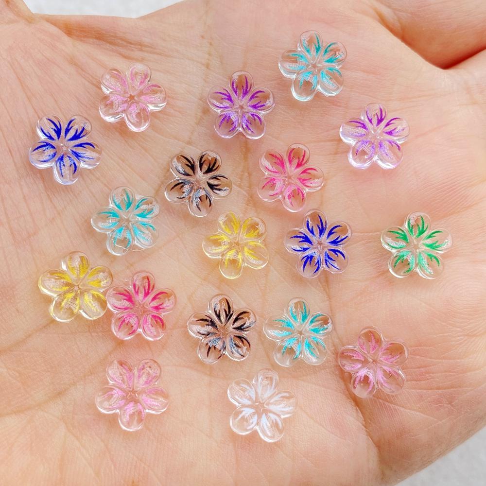 50 Stück 12mm Harz 3D Bunt Mini Kristallblumen Edelsteine Flache Rückseite Figuren Scrapbooking Hochzeit Applikation Nagelkunst Dekor Bastelbedarf