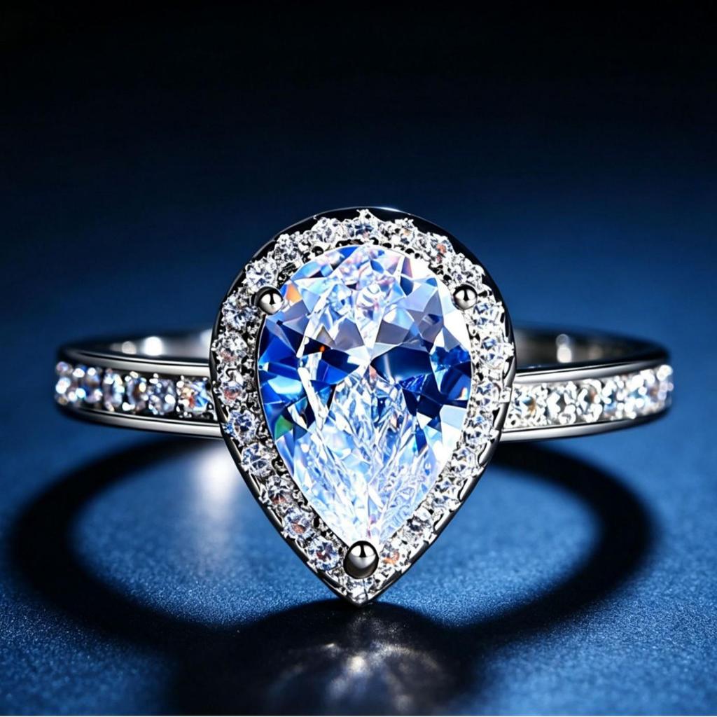 Suibian Gem-Shaped Topaz Imitation Ring - Water Drop Style for European & American Fashion