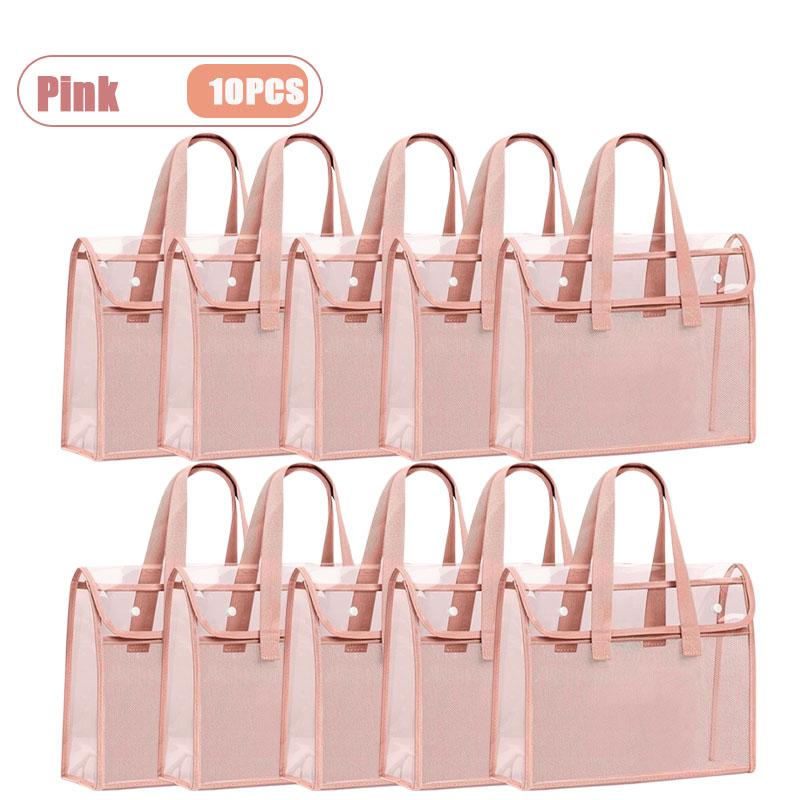Thick Handled Document Folder Transparent Waterproof Durable Student Tutoring Paper Homework Book Storage Bag Organizer Pouch