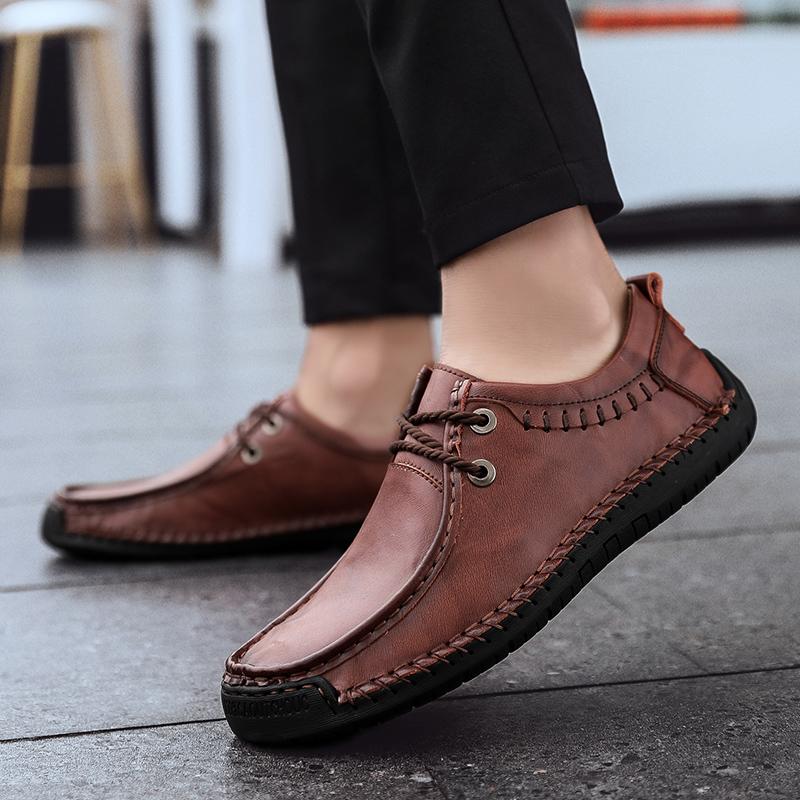 FashionMen Leather Shoes Casual Handmade Soft Men Sneakers Breathable Driving Shoes Designer Men Loafers Dropship Moccasins Shoes 38-48
