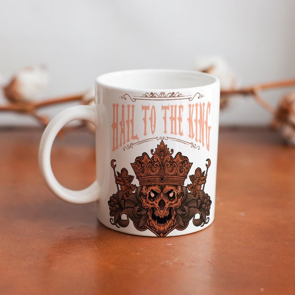 11oz Weiße Keramiktasse mit beidseitigem Druckdesign, Perfekt für Morgenkaffee und entspannende Getränkemomente