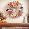 Autumn Door Wreath Christmas Halloween Decoration Pumpkin Berry Pine Cone Maple Artificial Wreath Cloth Rattan Material Home