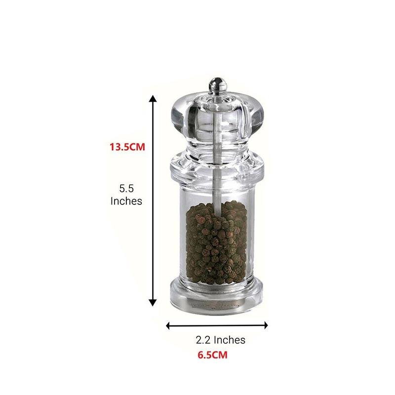 5,5 Zoll Acryl Pfeffermühle Transparent Manuelle Pfeffermühle Keramikkern Mehrzweck-Gewürzflasche Küchenwerkzeuge