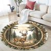 Deer Forest Round Area Rug,Carpet Rug for Living Room Bedroom Sofa Playroom Decor,Non-slip Floor Mat