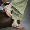 Johnature Genuine Leather Retro Hollow-out Breathable Sandals Versatile Comfortable Women's Slip-on Shoes