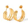 Trendy 18K Gold Irregular Titanium Steel Multi-Layer Earrings for Women