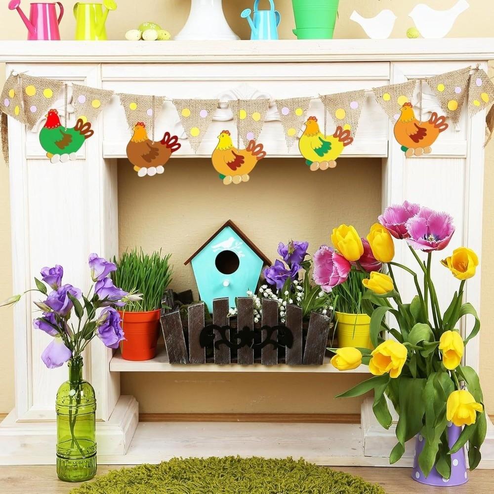 8 Pieces Blank Wooden Easter Egg Graffiti Painting Toy Easter Painted Crafts  Hanging Ornament