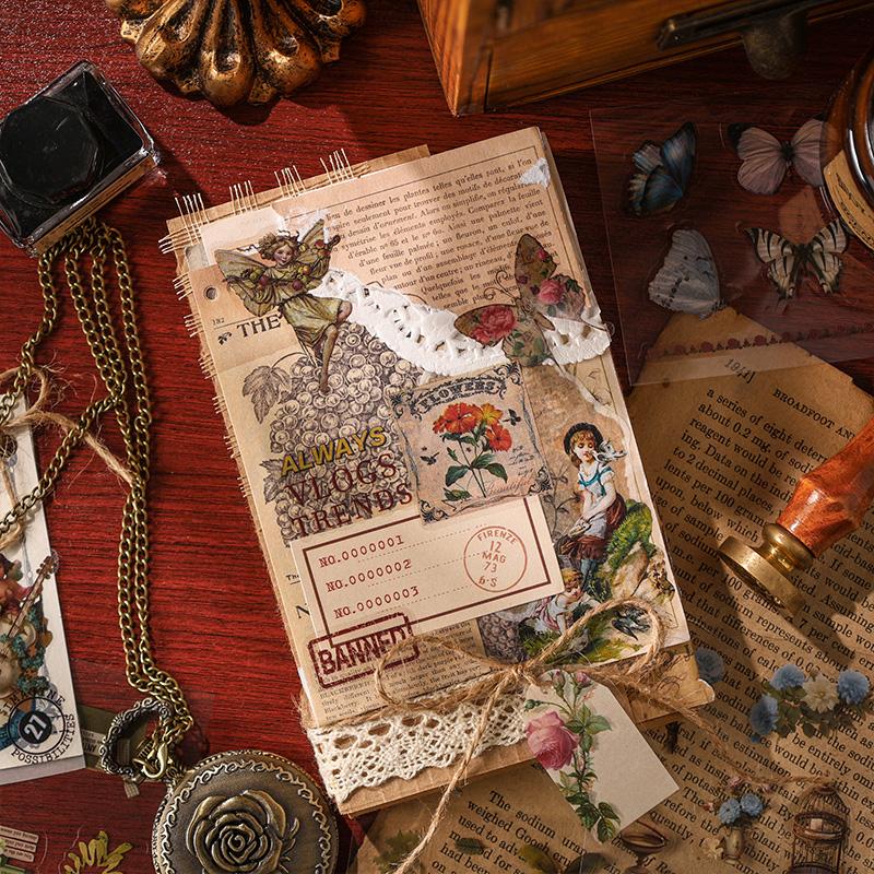 100Pcs/Pack PET Vintage Stickers for Children Journal Materials Creative DIY Dairy Notebook Sticker