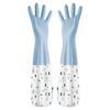 1 Pair Dishwashing Gloves Waterproof Reusable Gloves Patchwork Color Elastic Long