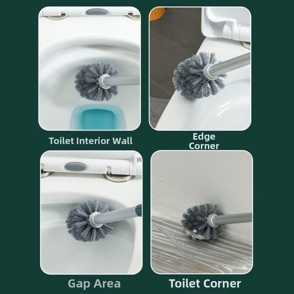 Durable Bristles Long Handle WC Brush Built-in draining tray Bathroom Cleaning Tool Shower Area