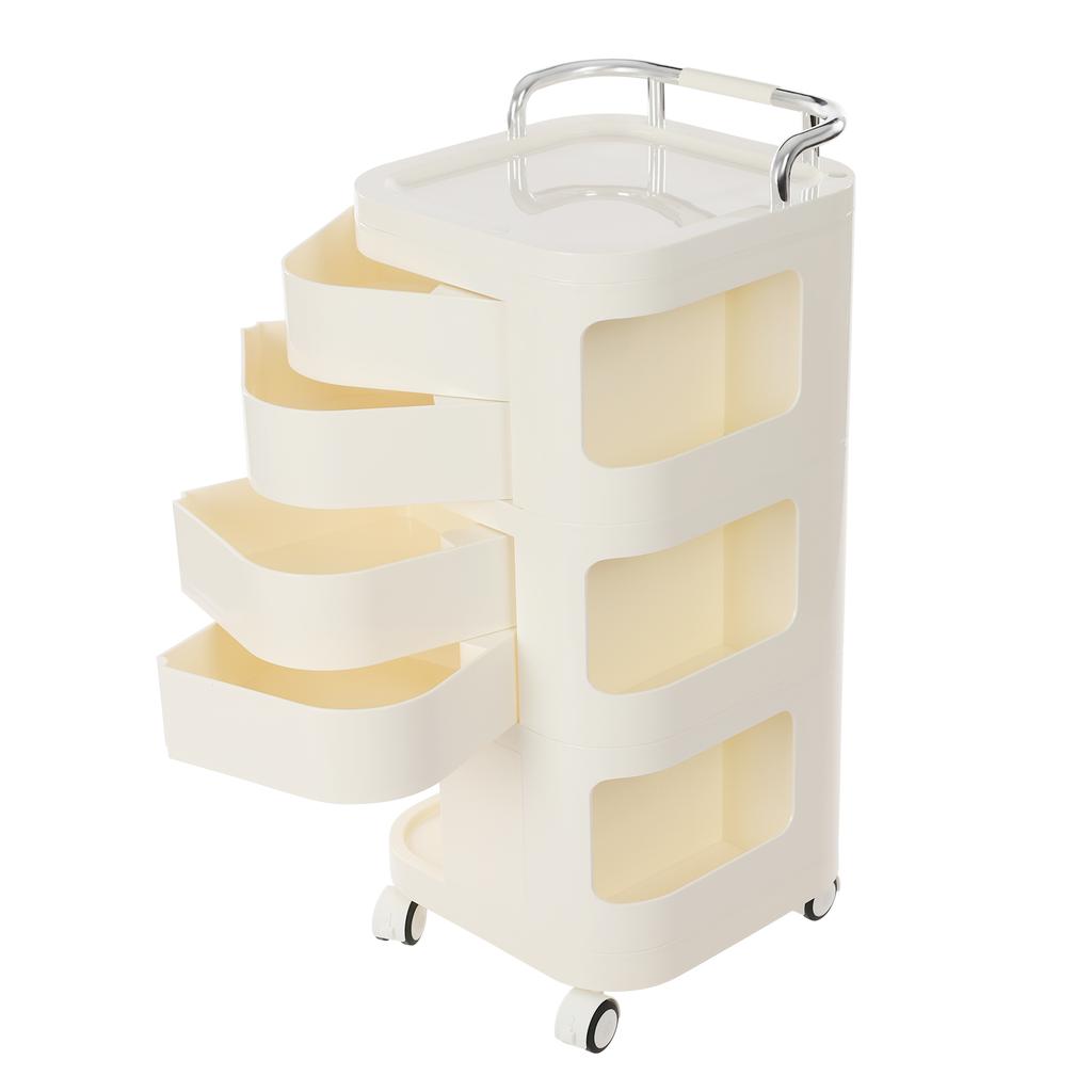 Storage Cart, 3Tier Storage Cart, Storage Rack with Wheels Rounded Corners Stainless Steel ABS for Homes, Barber Shops, Office