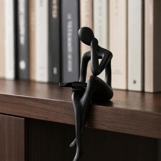Abstrakcyjna Statua Myśliciela Drukowana 3D Figurka Czytającego Myśliciela Nowoczesna Rzeźba na Półkę