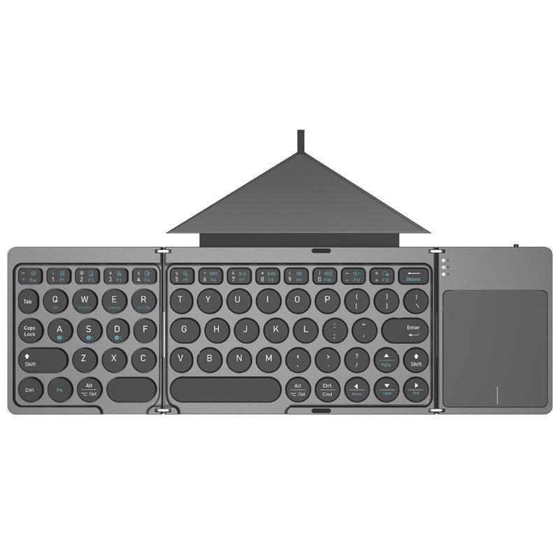 

2026 PU Leather Tri-fold Bluetooth Keyboard with Touchpad and Detachable Stand